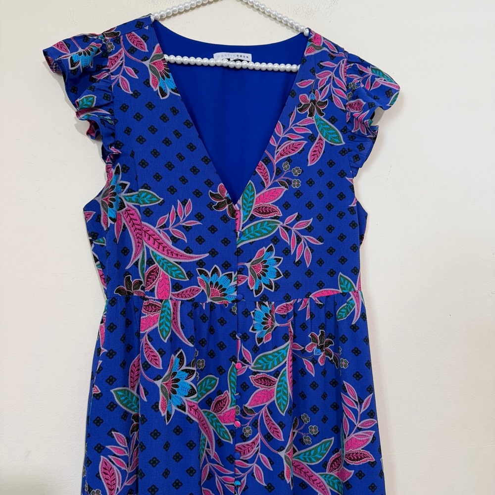 ❌SOLD❌Baltic Born Indigo Print Biscayne Blue & Pink Maxi Dress SIZE XL - Picture 4 of 8